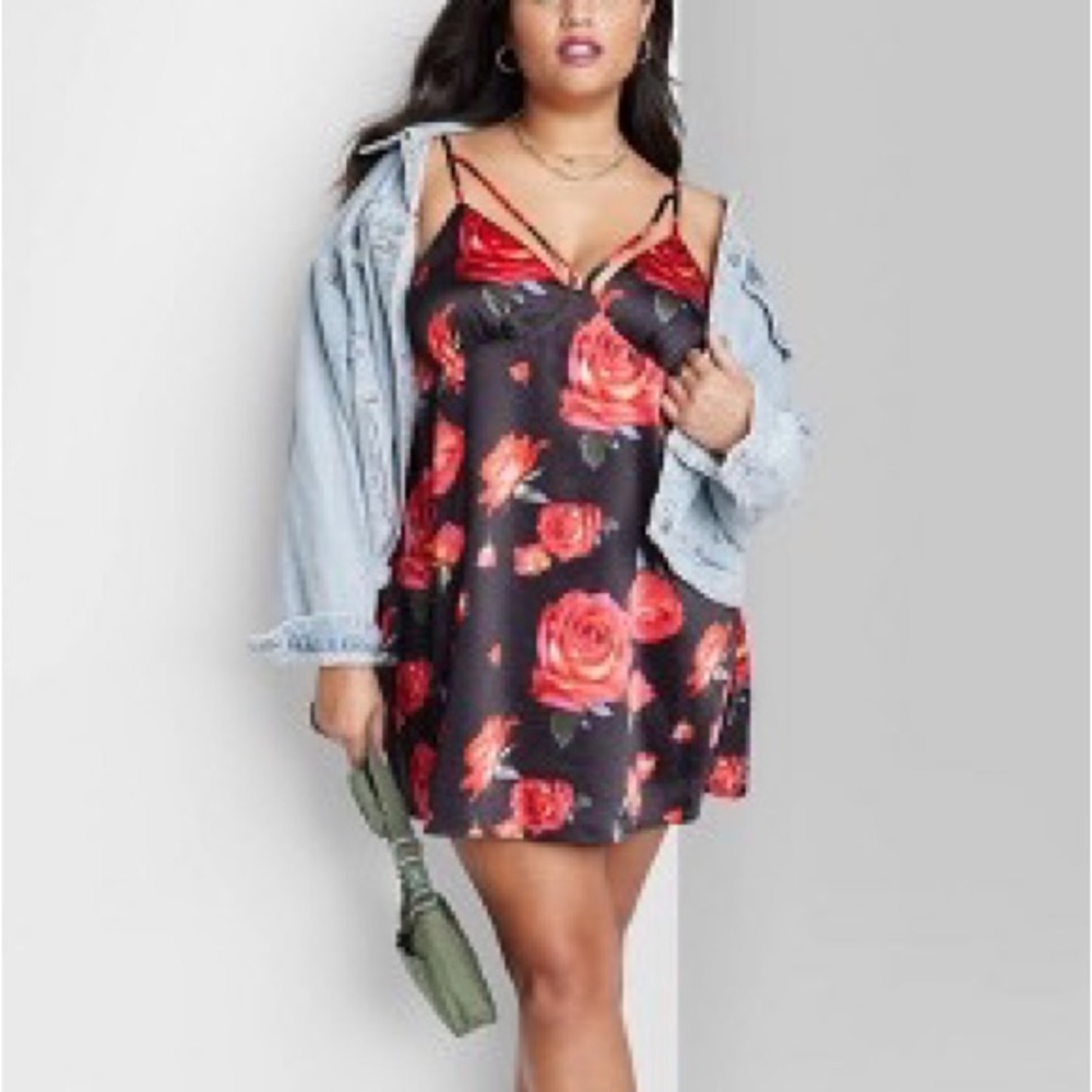 Wild Fable Satin Slip Dress - Black Floral - XS XSmall - NWT - SOLD OUT